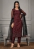 Net pant style suit in Wine colour 4922