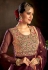 Net embroidered Anarkali suit in Wine colour 7911