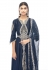 Satin long Anarkali suit in Navy blue colour 1007