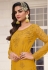 Net embroidered pant style suit in Mustard colour 3403