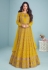 Georgette abaya style Anarkali suit in Yellow colour 9295