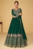 Georgette abaya style Anarkali suit in Green colour 9361