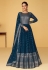 Georgette abaya style Anarkali suit in Teal colour 9359