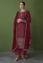 Faux georgette embroidered palazzo suit in Maroon colour 151D