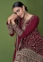 Faux georgette embroidered palazzo suit in Maroon colour 151D