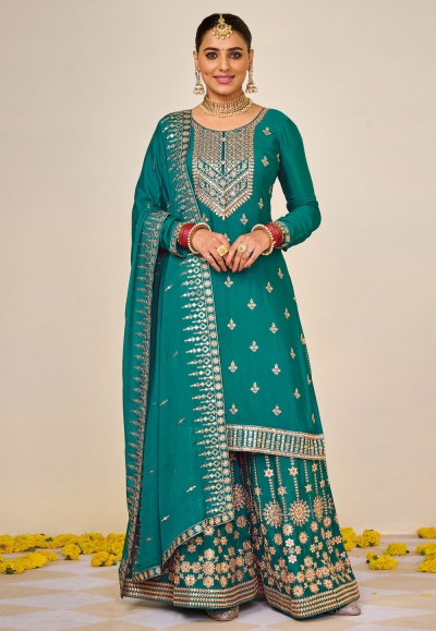 Chinon palazzo suit in Teal colour 1497