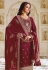 Silk pakistani suit in Maroon colour 13612