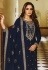 Silk pant style suit in Navy blue colour 13615