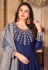 Art silk long Anarkali suit in Navy blue colour 4403