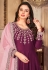 Art silk abaya style Anarkali suit in Purple colour 4402