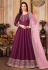 Art silk abaya style Anarkali suit in Purple colour 4402