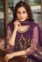 Net embroidered pant style suit in Purple colour 2066