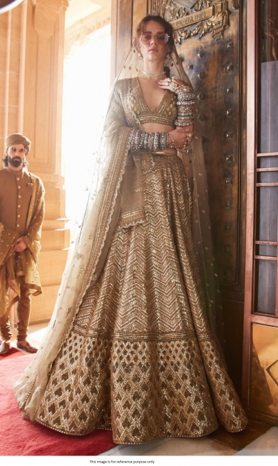 Bollywood Sabyasachi Inspired silk brown bridal lehenga choli