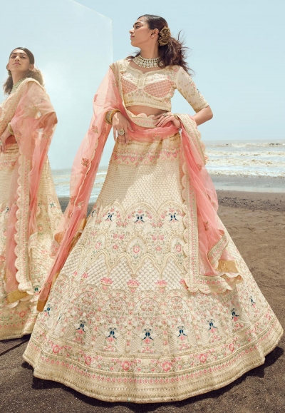 Georgette a line lehenga choli in Cream colour 23002