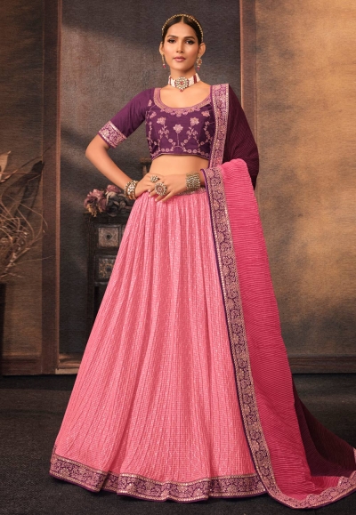 Chinon a line lehenga choli in Pink colour 507