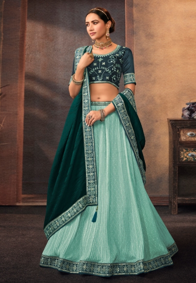 Chinon a line lehenga choli in Sky blue colour 509