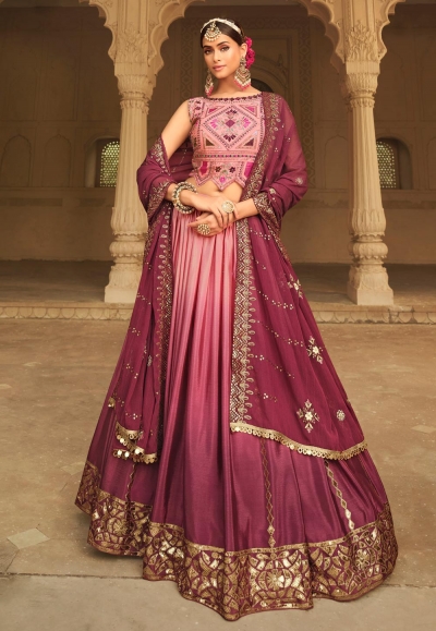 Silk circular lehenga choli in Pink colour 2167