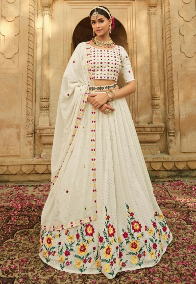 Georgette a line lehenga choli in Off white colour 2172