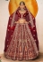 Velvet embroidered bridal lehenga choli in Maroon colour 16004