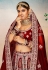 Velvet embroidered bridal lehenga choli in Maroon colour 16004