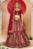 Velvet embroidered bridal lehenga choli in Maroon colour 16002