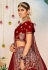 Velvet embroidered bridal lehenga choli in Maroon colour 16005