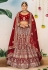Velvet embroidered bridal lehenga choli in Maroon colour 16005