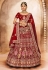 Velvet embroidered bridal lehenga choli in Maroon colour 16006
