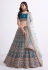 Net a line lehenga choli in Teal colour 1063