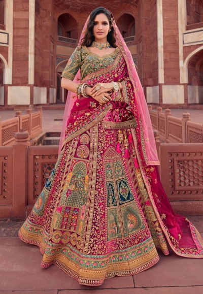 Silk bridal lehenga choli in Magenta colour 1008