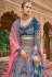 Velvet embroidered circular lehenga choli in Blue colour 1001