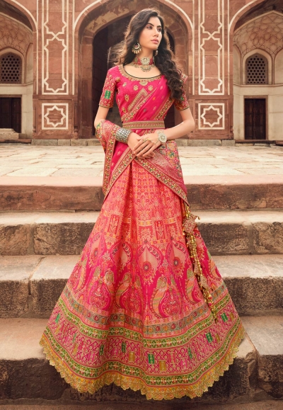 Banarasi silk a line lehenga choli in Magenta colour 10200