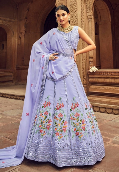 Georgette circular lehenga choli in Light purple colour 2216