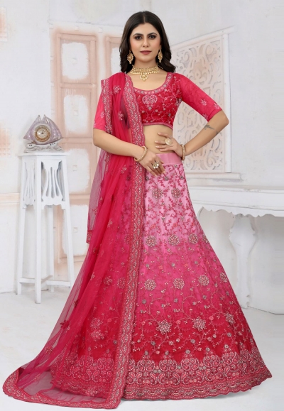 Net a line lehenga choli in Magenta colour 6443