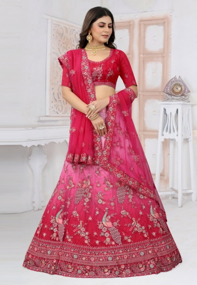 Net a line lehenga choli in Magenta colour 6432