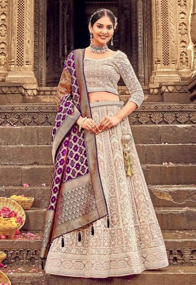 Georgette a line lehenga choli in Brown colour 8006