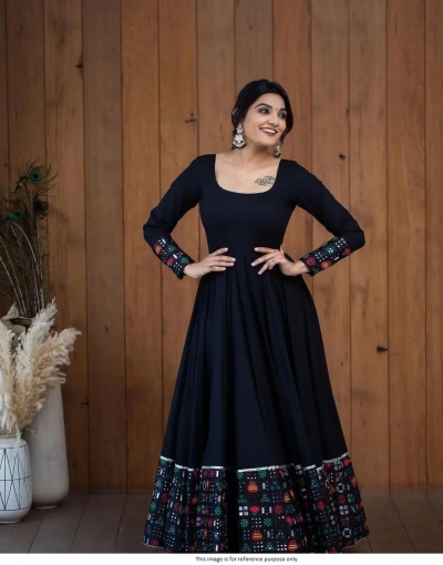 Bollywood Model Georgette embroidered black gown