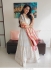 Bollywood Model White and Red Georgette silk wedding lehenga choli