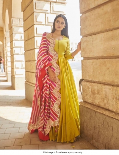 Bollywood Model Liril green finon silk gown
