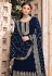 Navy blue faux georgette embroidered pakistani suit 201B