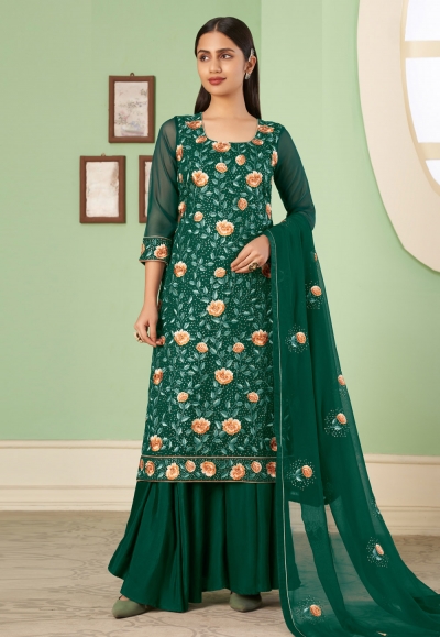 Green georgette pakistani suit 2048C