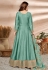 Sea green art silk abaya style anarkali suit 4803