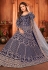 Navy blue velvet long anarkali suit 4903