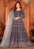 Navy blue velvet long anarkali suit 4903