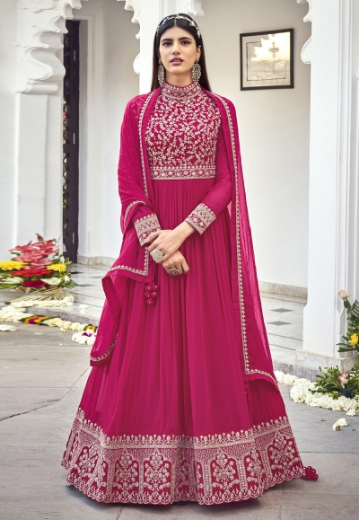 Magenta faux georgette long anarkali suit 1320A