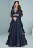 Navy blue faux georgette long anarkali suit 9291D