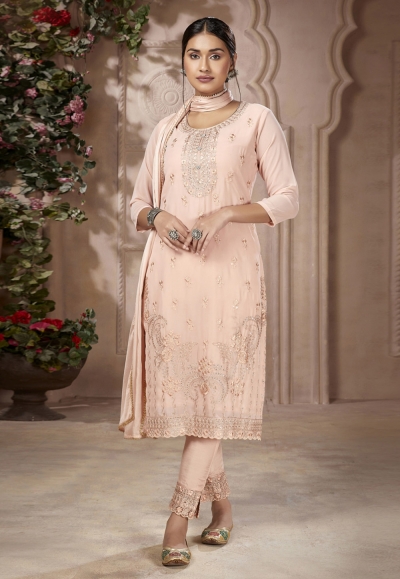 Peach georgette pakistani suit 2605