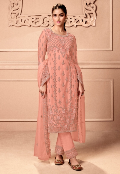 Peach net pant style suit 3501