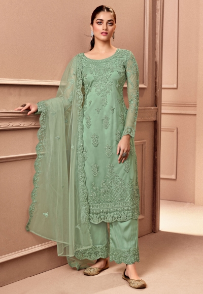 Pista green net palazzo suit 3502