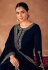 Navy blue velvet pant style suit 8100E